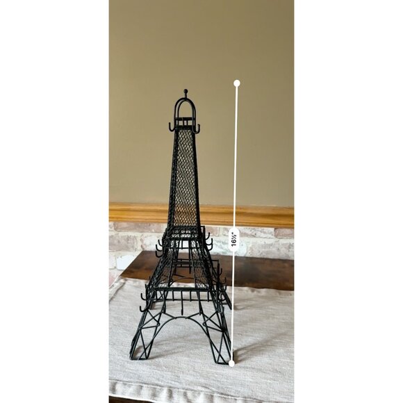 Eiffel Tower Metal Jewelry Holder With Multiple Hooks For Earrings & Necklaces - Picture 12 of 12